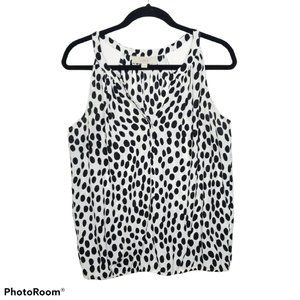 Loft Top M Black White Dots Ovals Sleeveless
